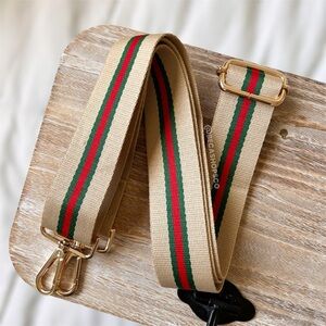 Tan Red and Green Web Canvas Purse Strap Replacement